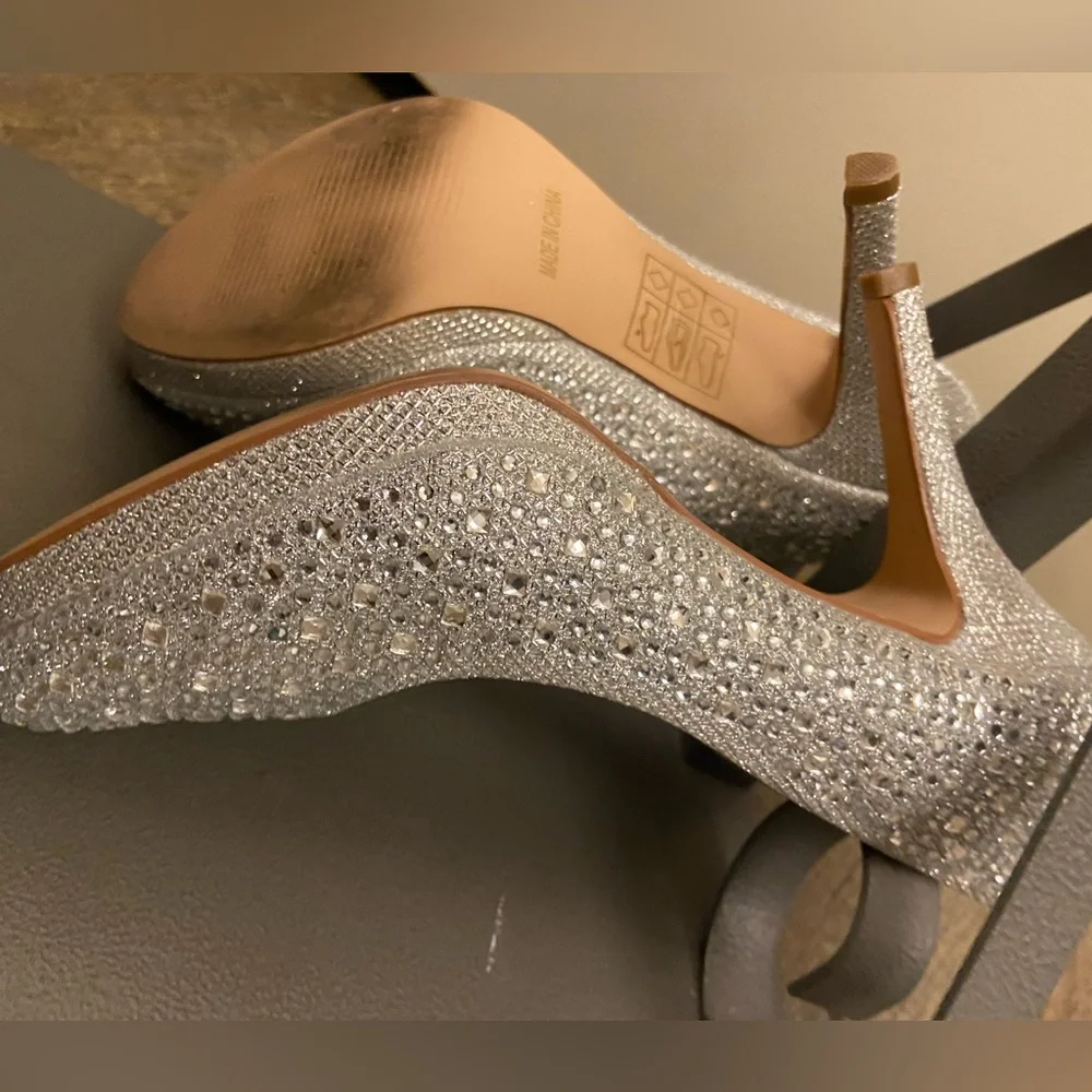 De Blossom Collection Rhinestone Crystal Heels Bridal Shoes size 8.5 - Picture 10 of 13
